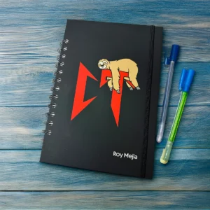 Libreta media carta personalizada con laminado brillante y diseño corporativo